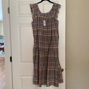 NWT Loft plaid cap sleeve maxi dress size M